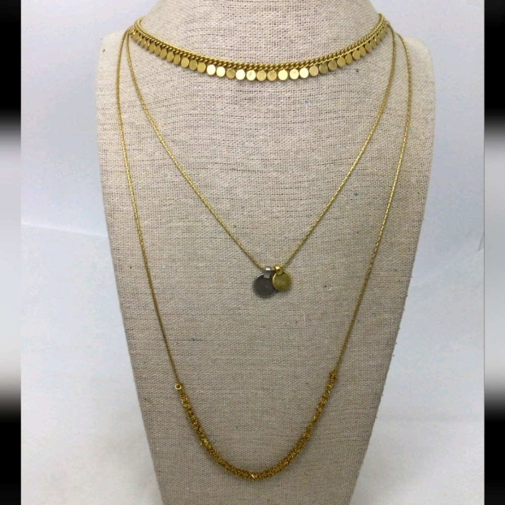 Madewel Goldtone Layering Necklace EUC 16"